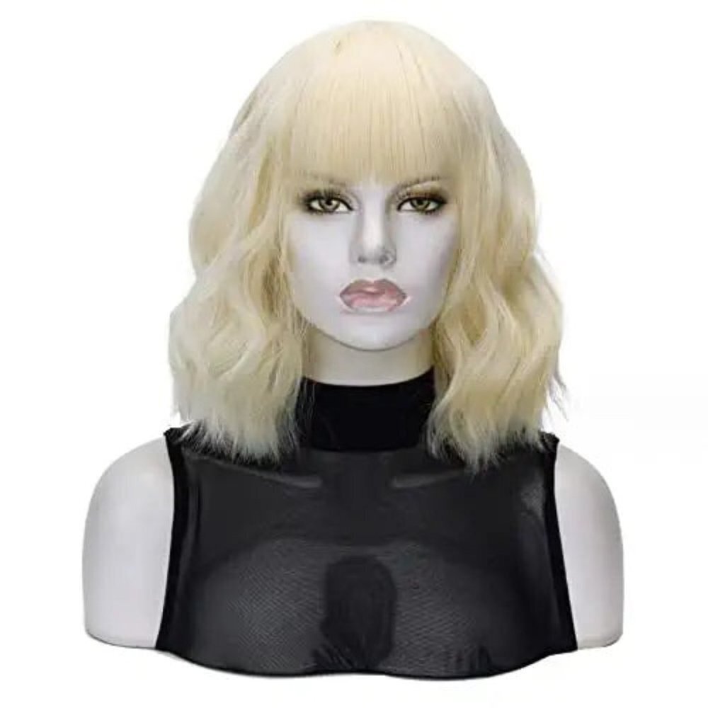 Blonde Wavy Hair Wig with Bang